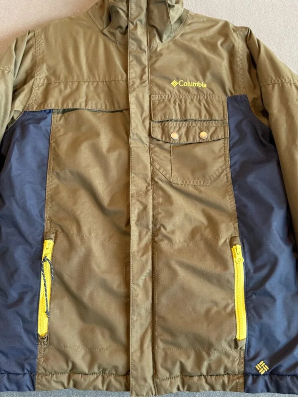Columbia Omni-Tech Kids Waterproof Insulated Ski Jacket Gray Navy 10/12